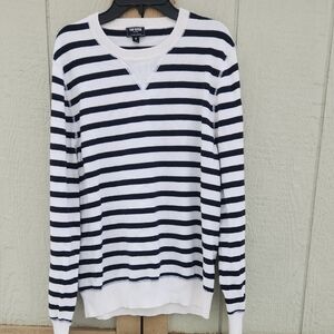 Todd Snyder White and Black Striped Crewneck Sweater